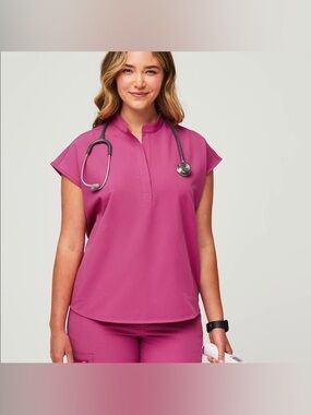 FIGS Rafaela Scrub Top in Electric Orchid
